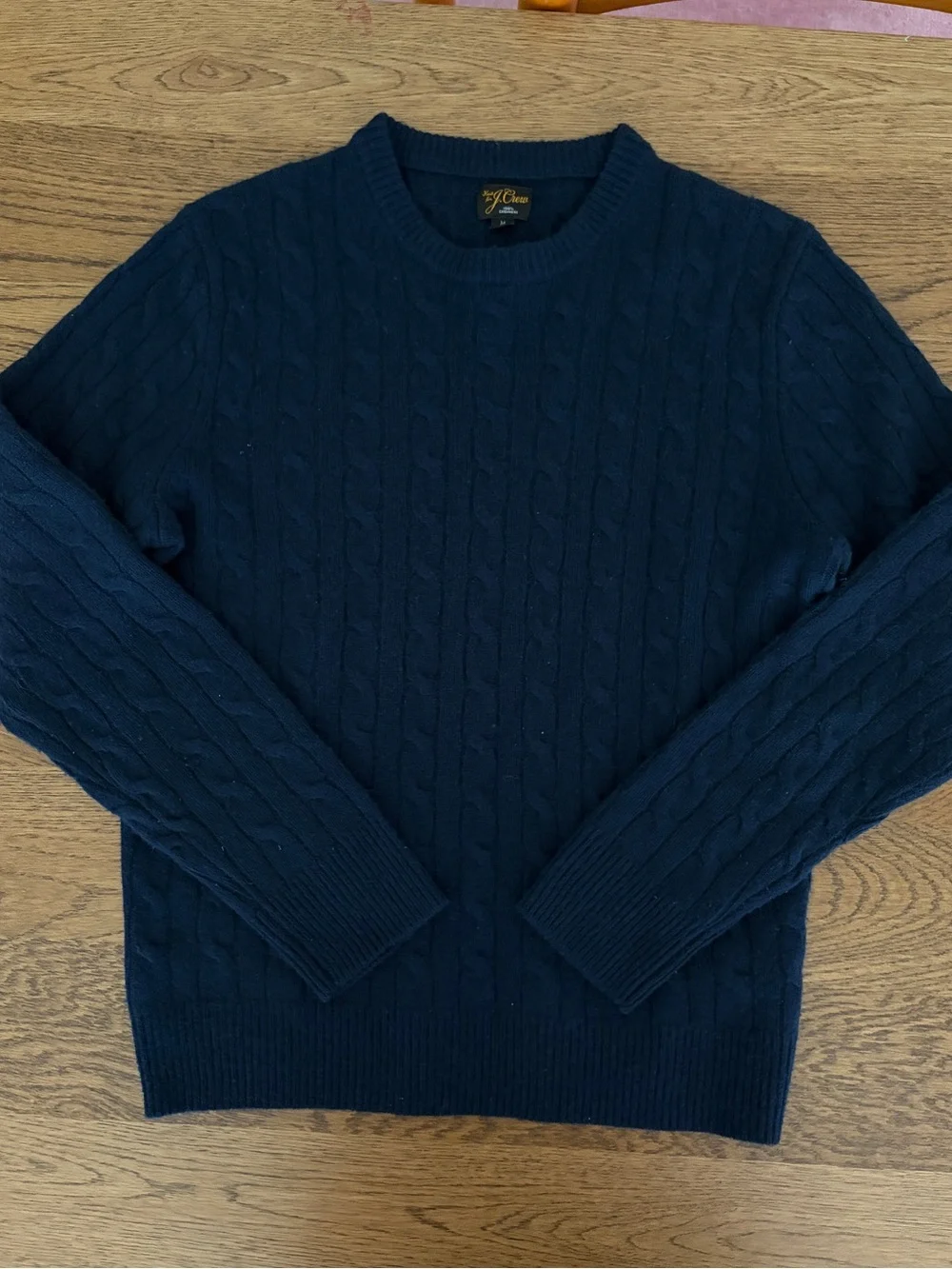 J. CREW Cashmere cable-knit sweater in Navy Size M $298 AZ972